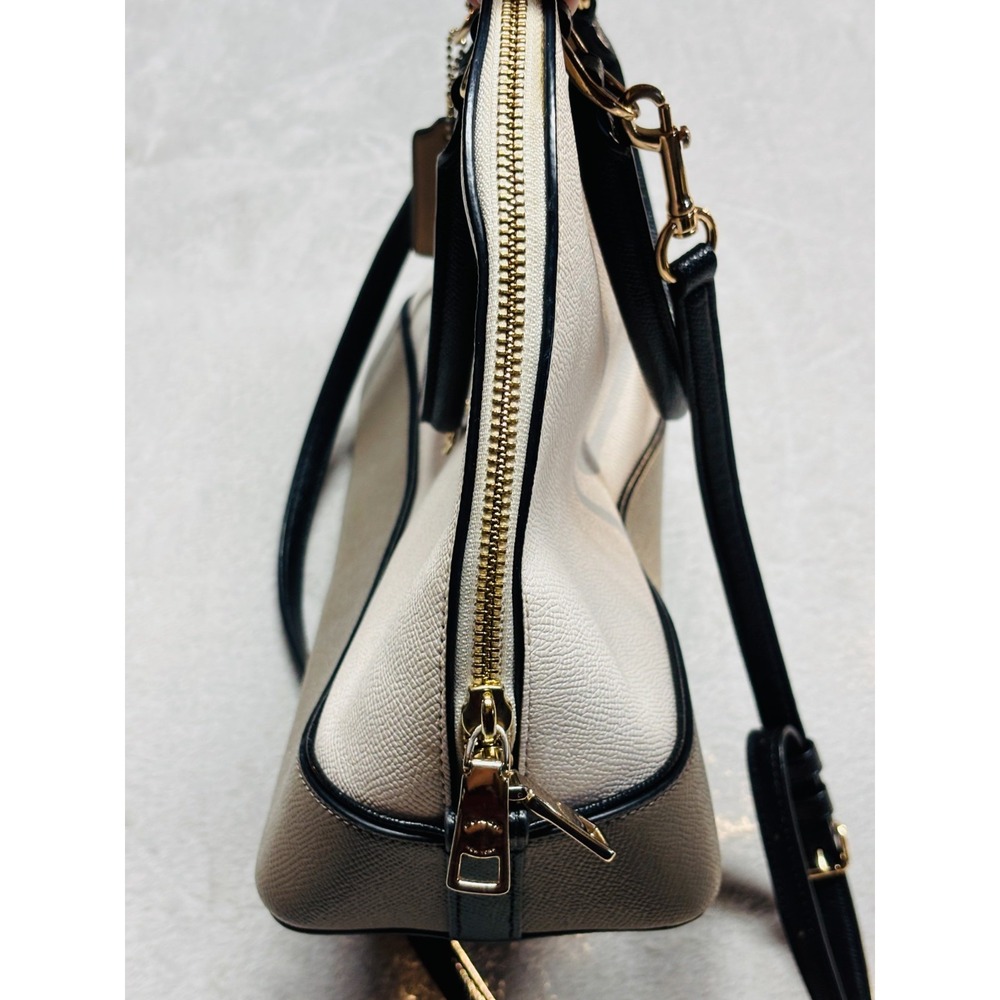 Coach Leather Sierra Dome Satchel Handbag Crossbody Cream / Brown /‎ Black - Picture 6 of 16